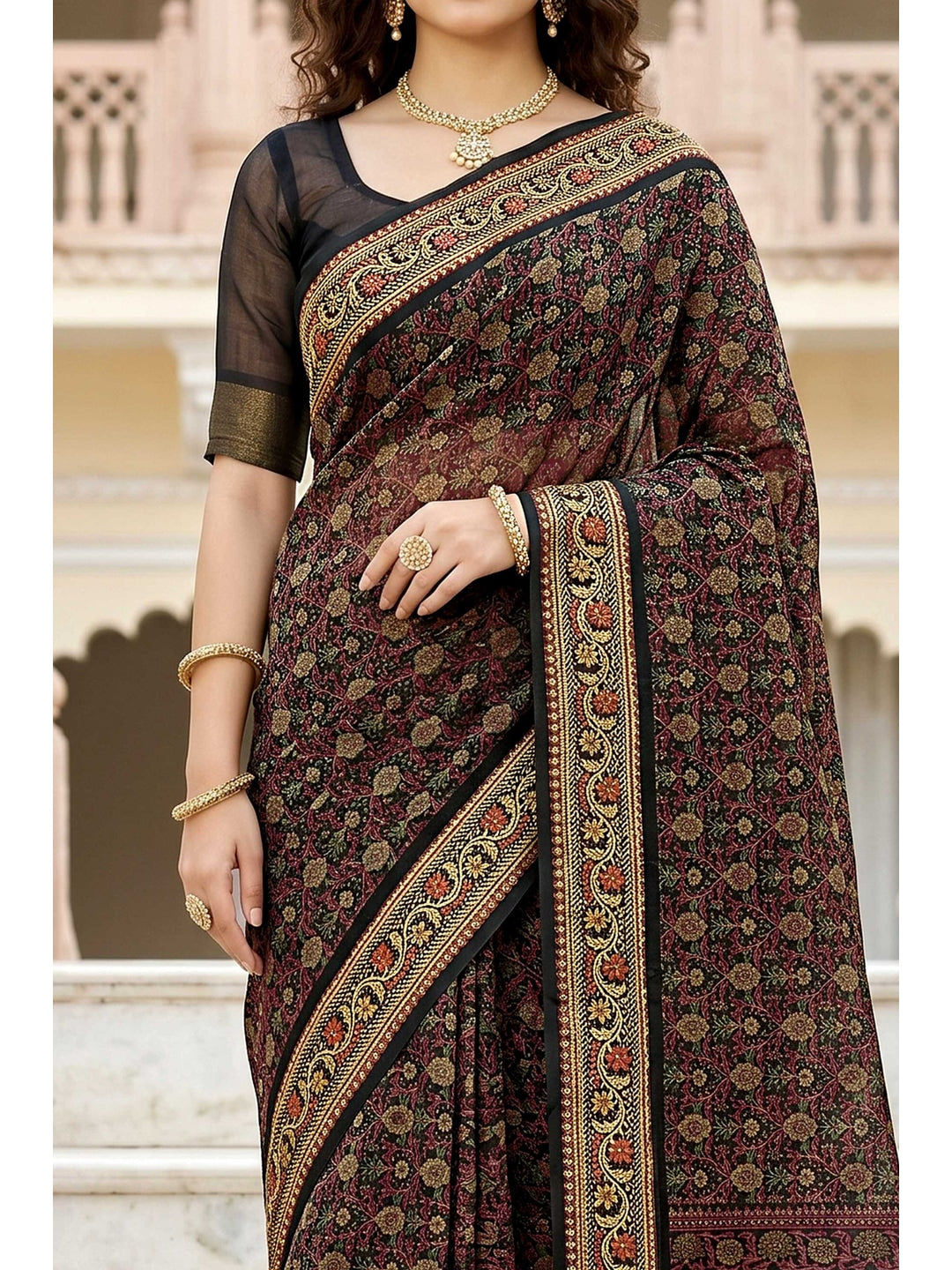 Peachmode Brown Georgette SANGINI VOL-3 Saree - Image 5