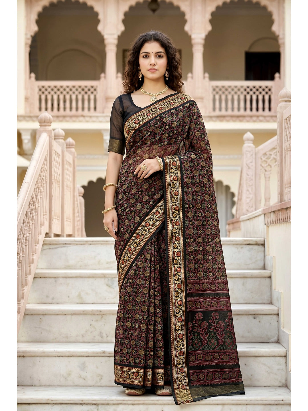 Peachmode Brown Georgette SANGINI VOL-3 Saree - Image 1