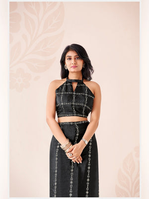 Peachmode Black Pratima Embroidered Saree - Image 2