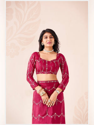 Peachmode Pink Pratima Embroidered Saree - Image 2