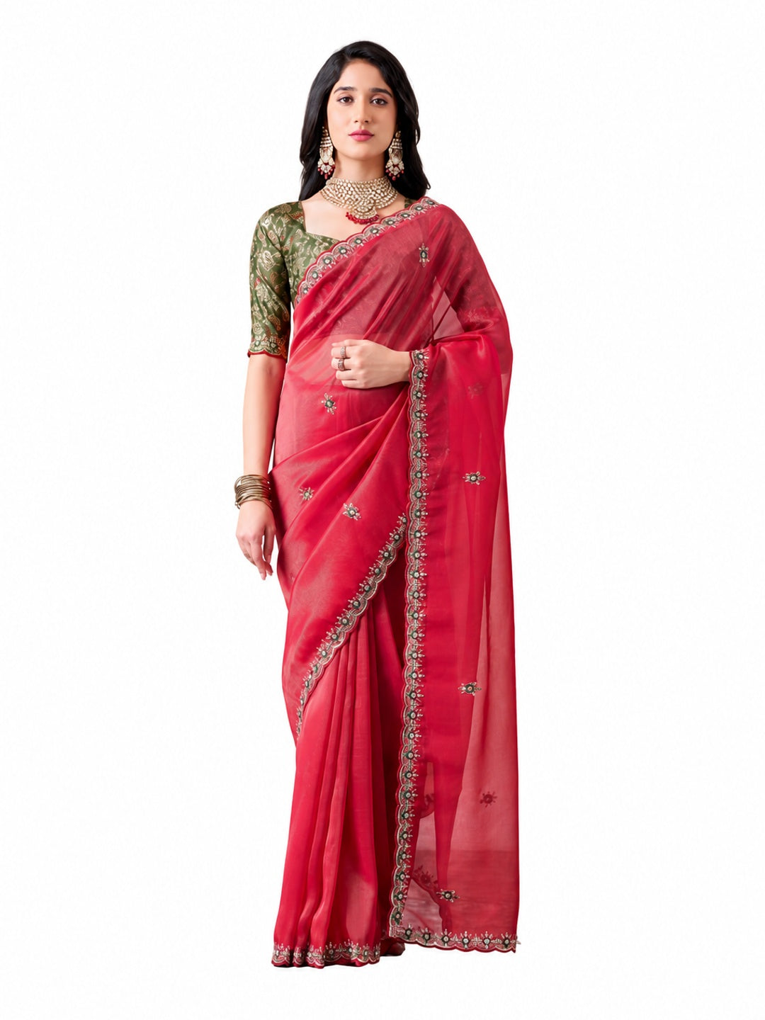 Peachmode Pink Celestial 2 Embroidered Saree - Image 6
