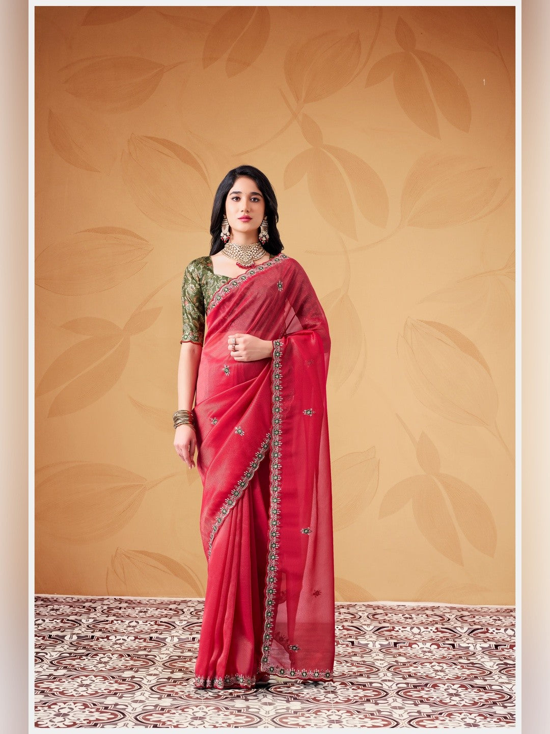 Peachmode Pink Celestial 2 Embroidered Saree - Image 1