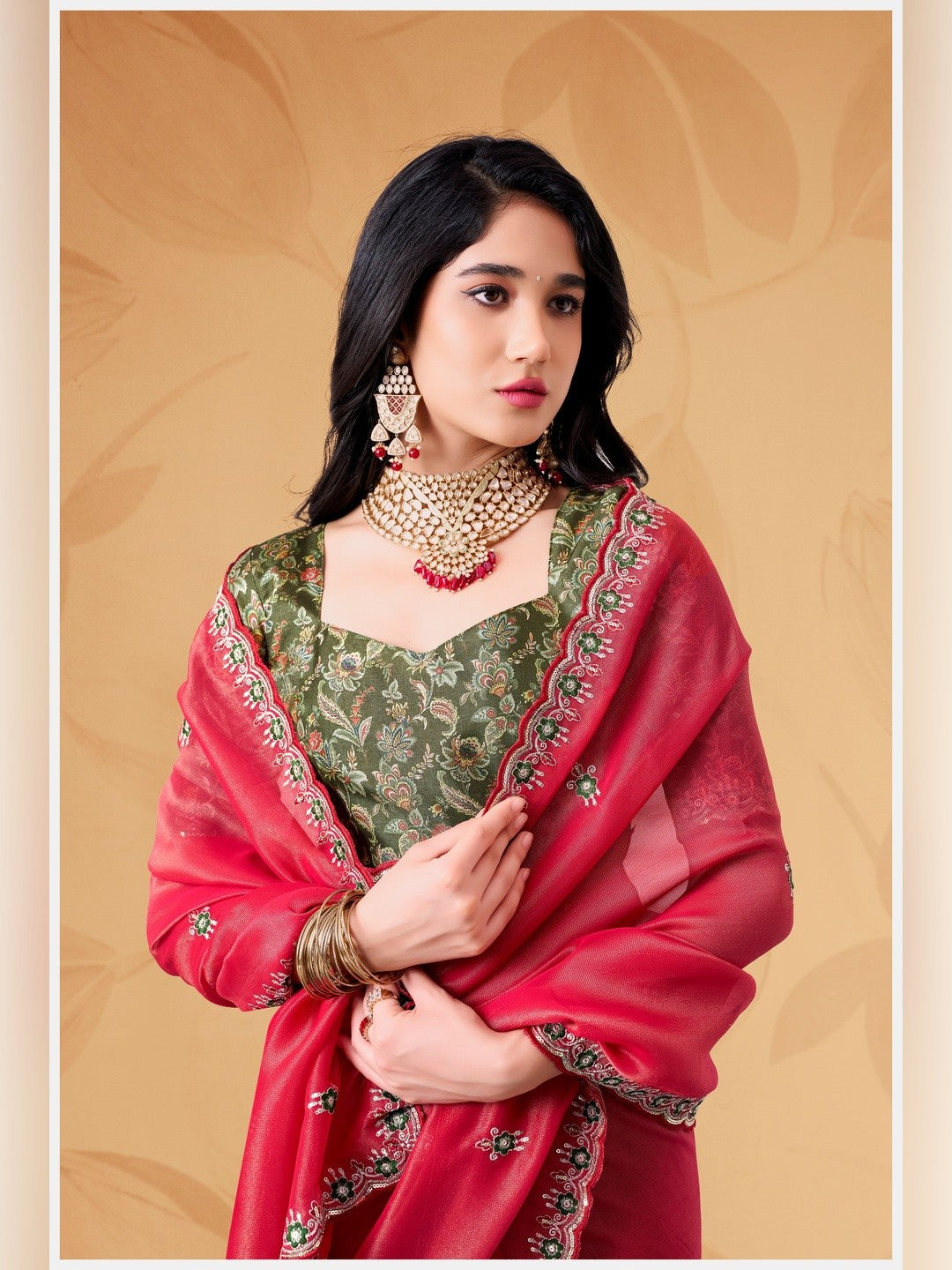 Peachmode Pink Celestial 2 Embroidered Saree - Image 5