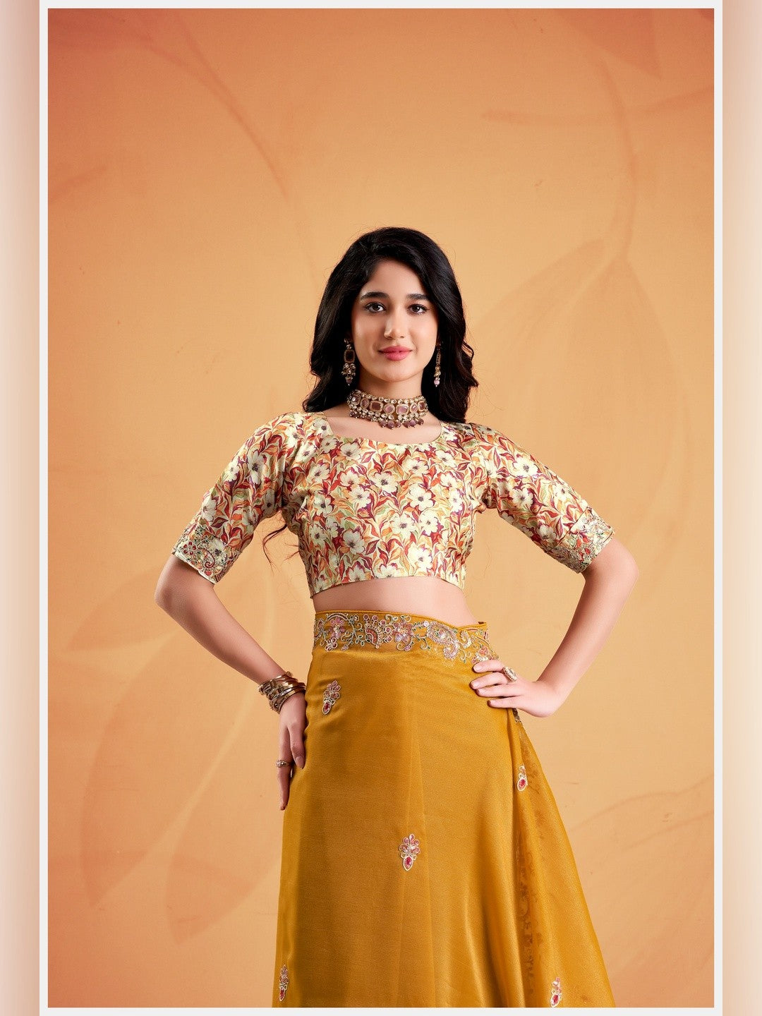 Peachmode Yellow Celestial 2 Embroidered Saree - Image 2