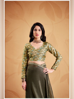 Peachmode Olive Celestial 2 Embroidered Saree - Image 2