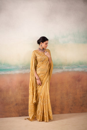 Peachmode Gold Parinay Embroidered Saree - Image 2