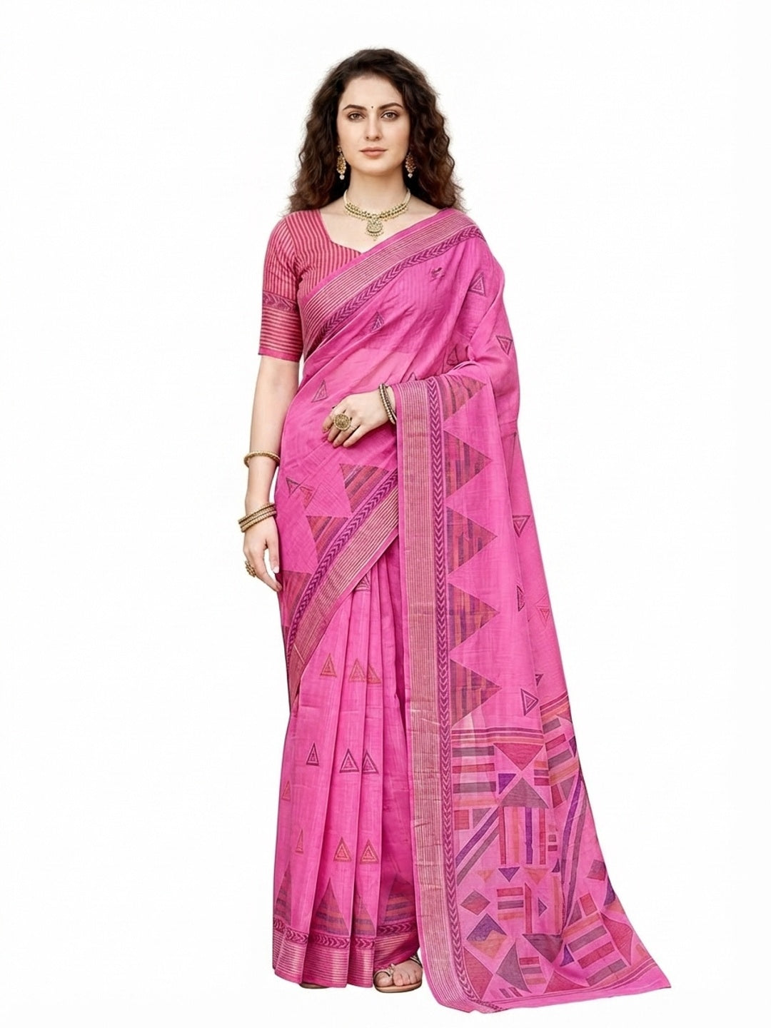 Peachmode Pink Georgette Saree - Image 7