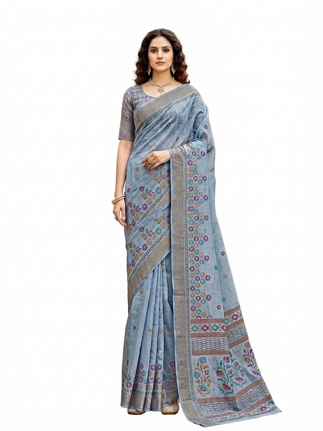 Peachmode Grey Georgette Saree - Image 7