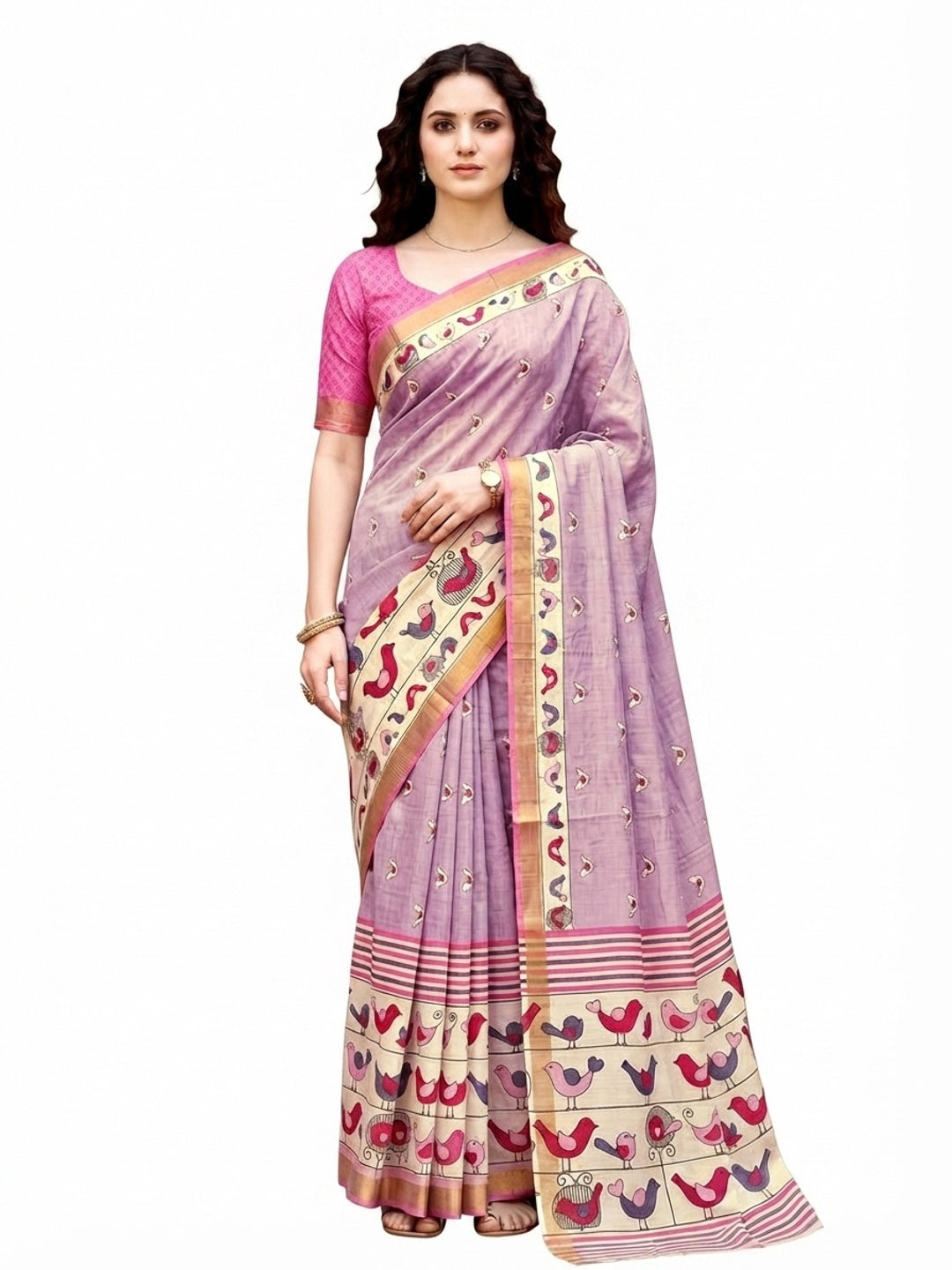 Peachmode Lavender Georgette Saree - Image 7