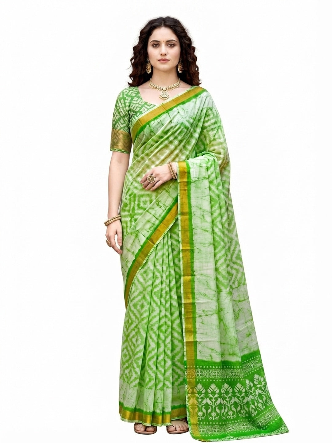 Peachmode Green Georgette Saree - Image 7