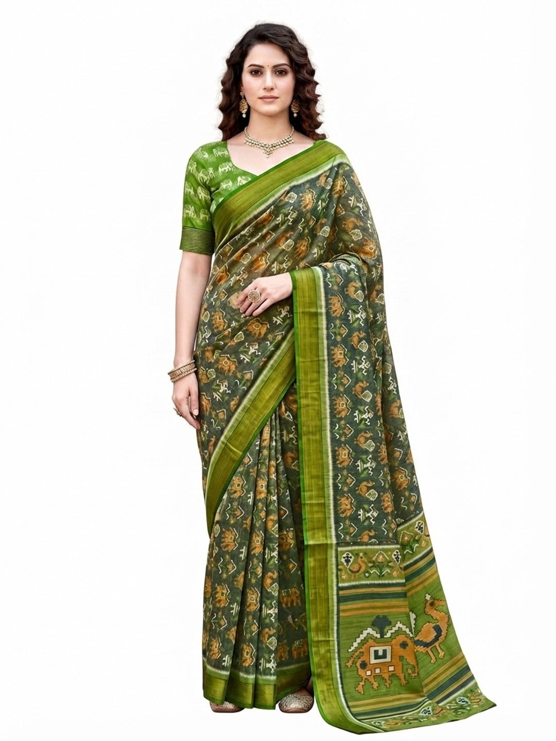 Peachmode Green Georgette Saree - Image 7