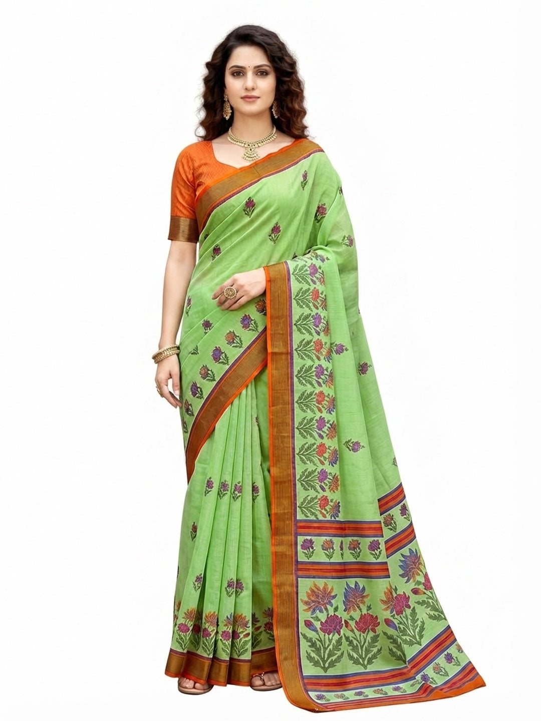 Peachmode Green Georgette Saree - Image 7