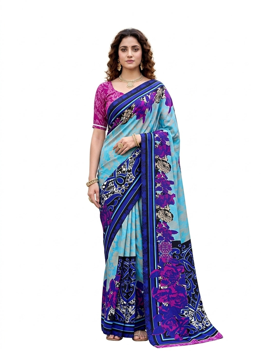 Peachmode Blue Georgette Saree - Image 7