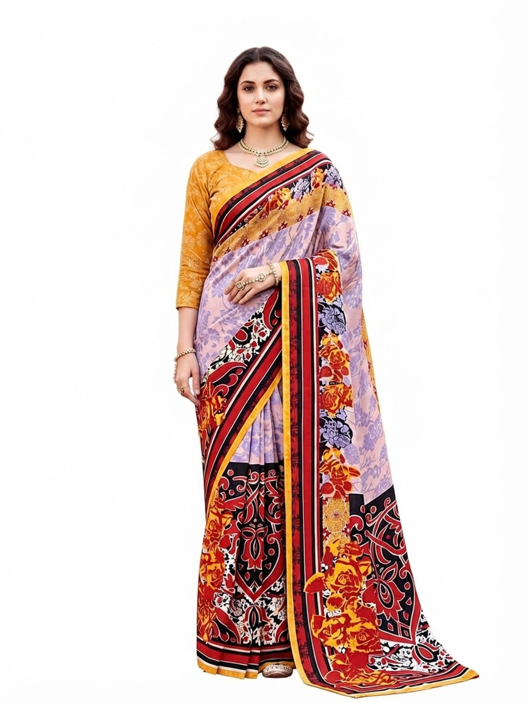 Peachmode Purple Georgette Saree - Image 7