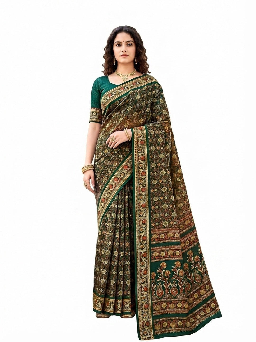 Peachmode Green Georgette Saree - Image 7