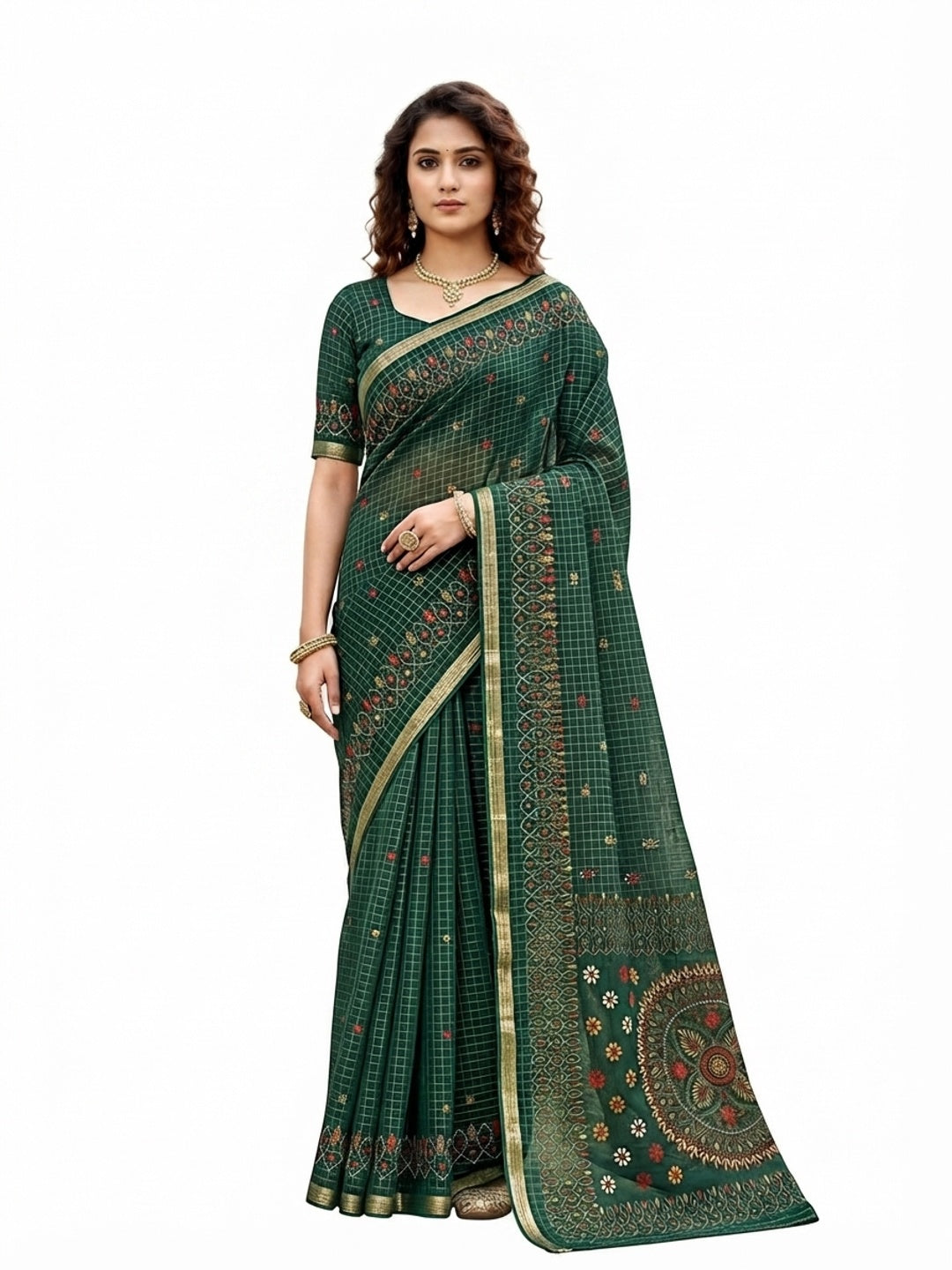 Peachmode Green Georgette Saree - Image 7