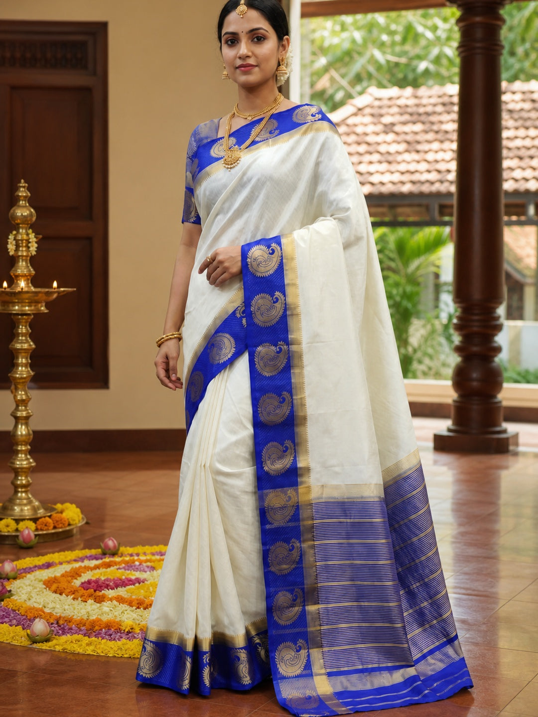 Exceptional White Coloured Festive Wear Woven Art Silk Saree - Image 1