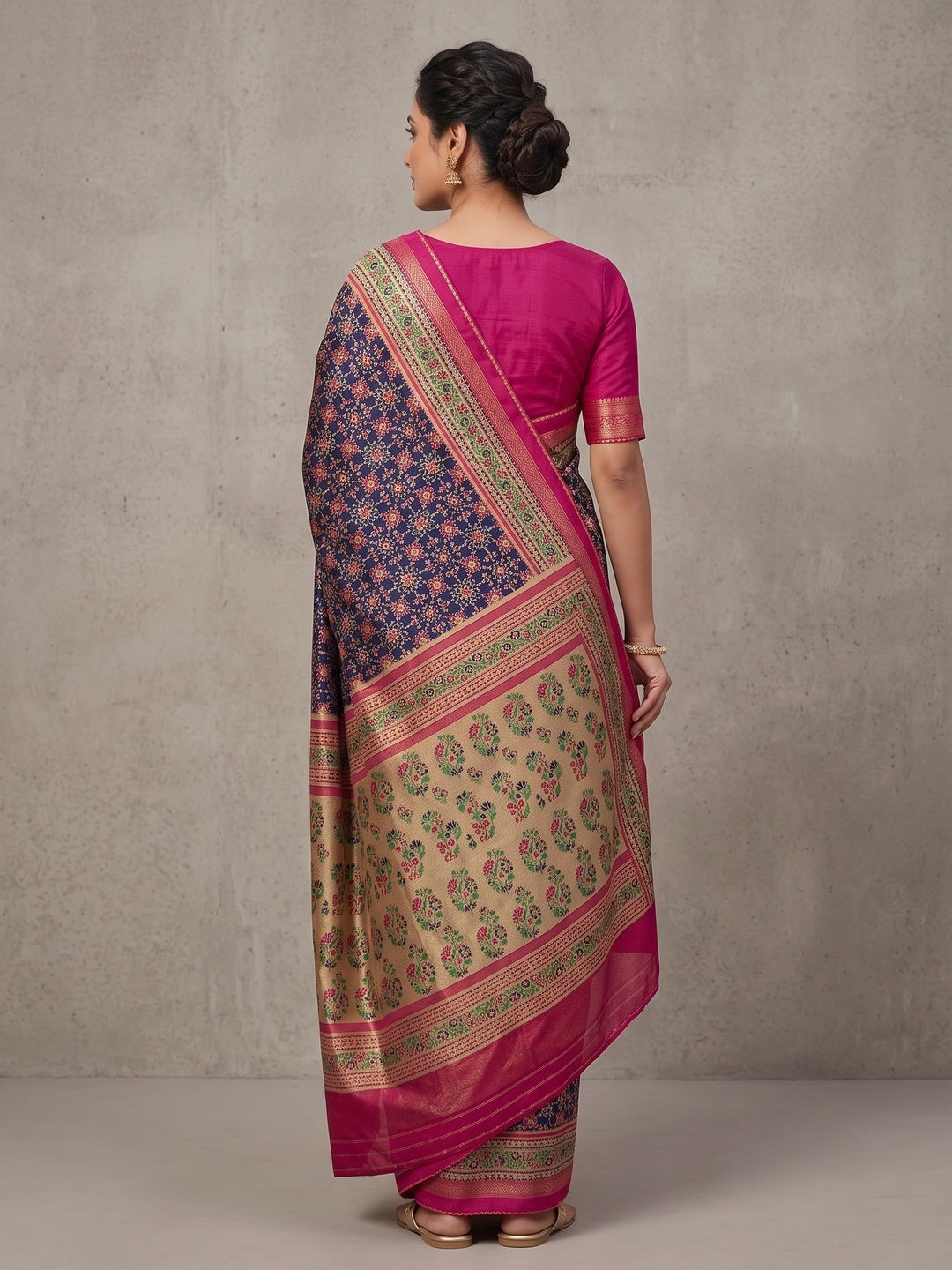 Peachmode Blue Pure Silk Saree with Digital Print - Image 3