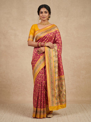 Peachmode Yellow Pure Silk Saree with Digital Print - Image 2