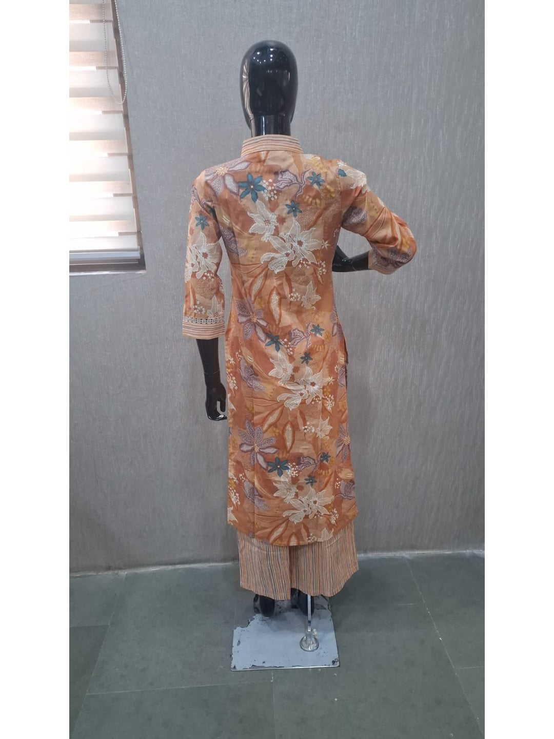 Peach Pure Cotton Floral Printed Top Bottom Set - Image 3