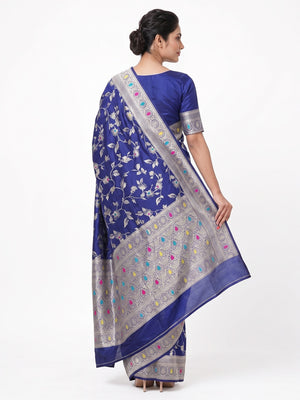 Blue Heritage Pure Silk Saree with Heavy Zari Work - Image 2
