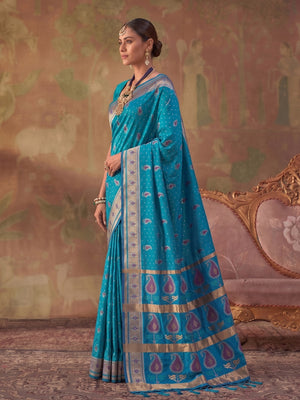 Peachmode Rama Soft Silk Woven Saree - Image 2