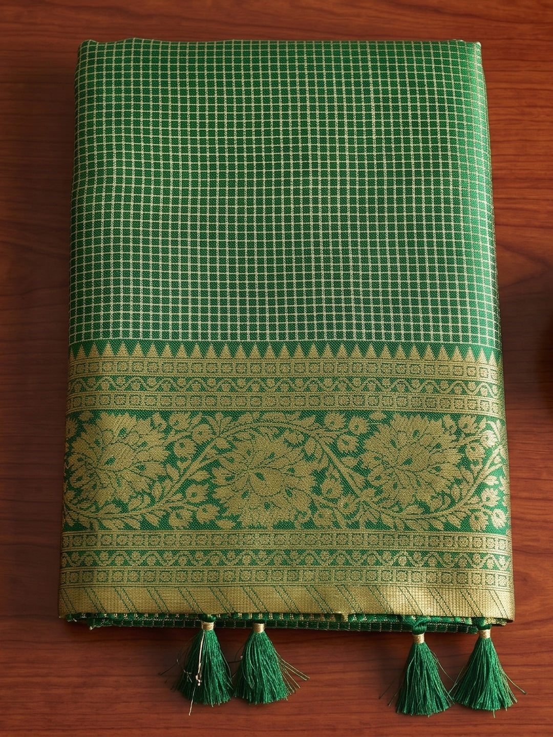 Peachmode Green Art Silk Woven Saree - Image 4