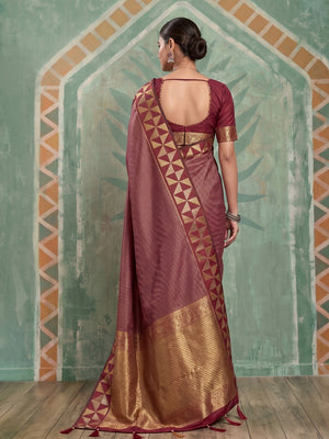 Peachmode Red Art Silk Woven Saree - Image 2