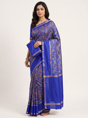 Gorgeous Blue Soft Silk Blend Saree Featuring Classic Paisley Prints for Elegant Occasions - Image 1