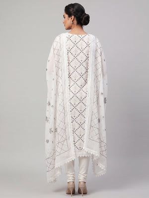 Graceful White Floral Embroidered Georgette Dress Material With Sequins Work - Image 2
