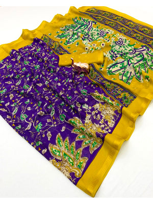 Peachmode Violet Georgette Saree - Image 2