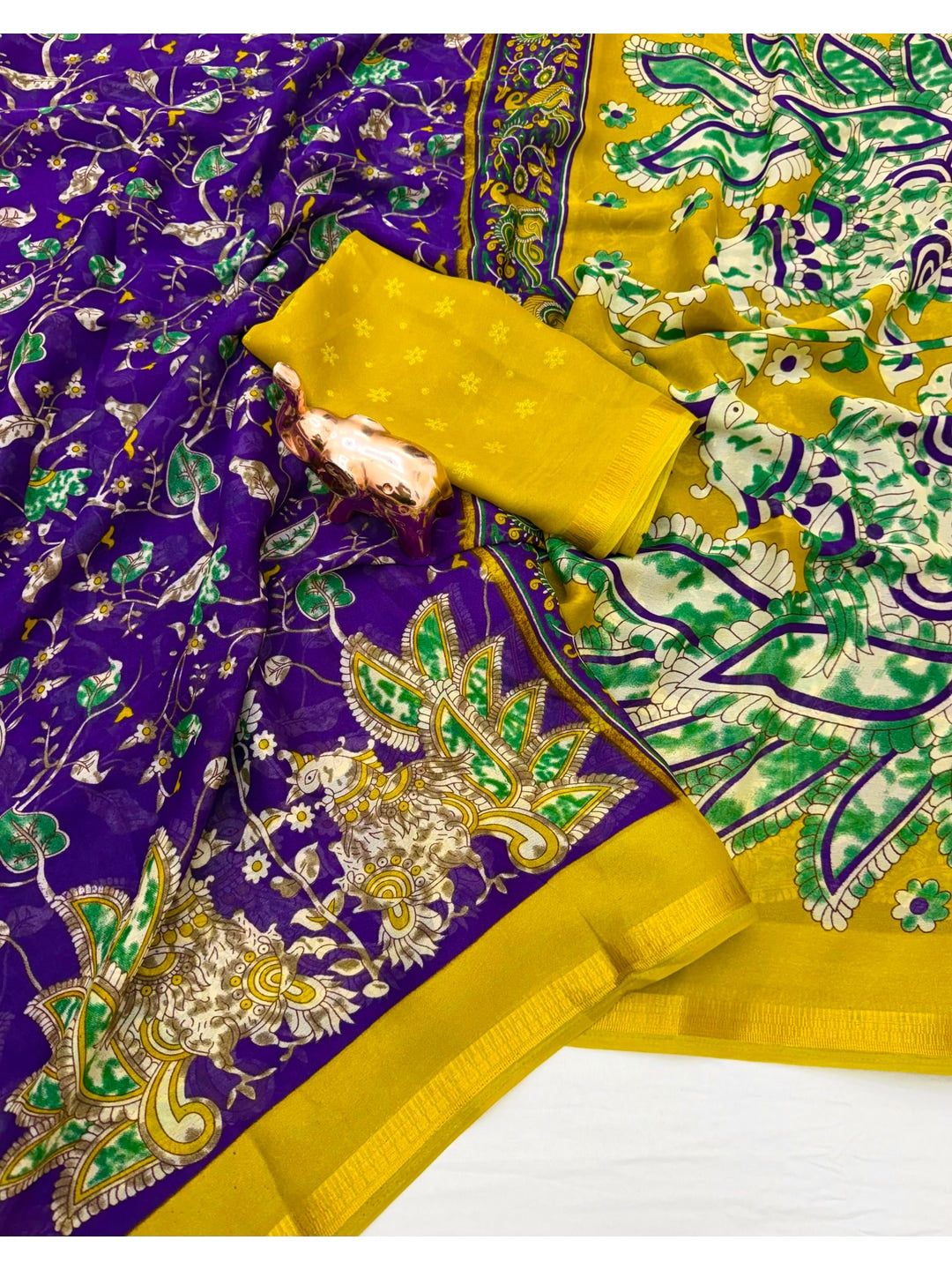 Peachmode Violet Georgette Saree - Image 3