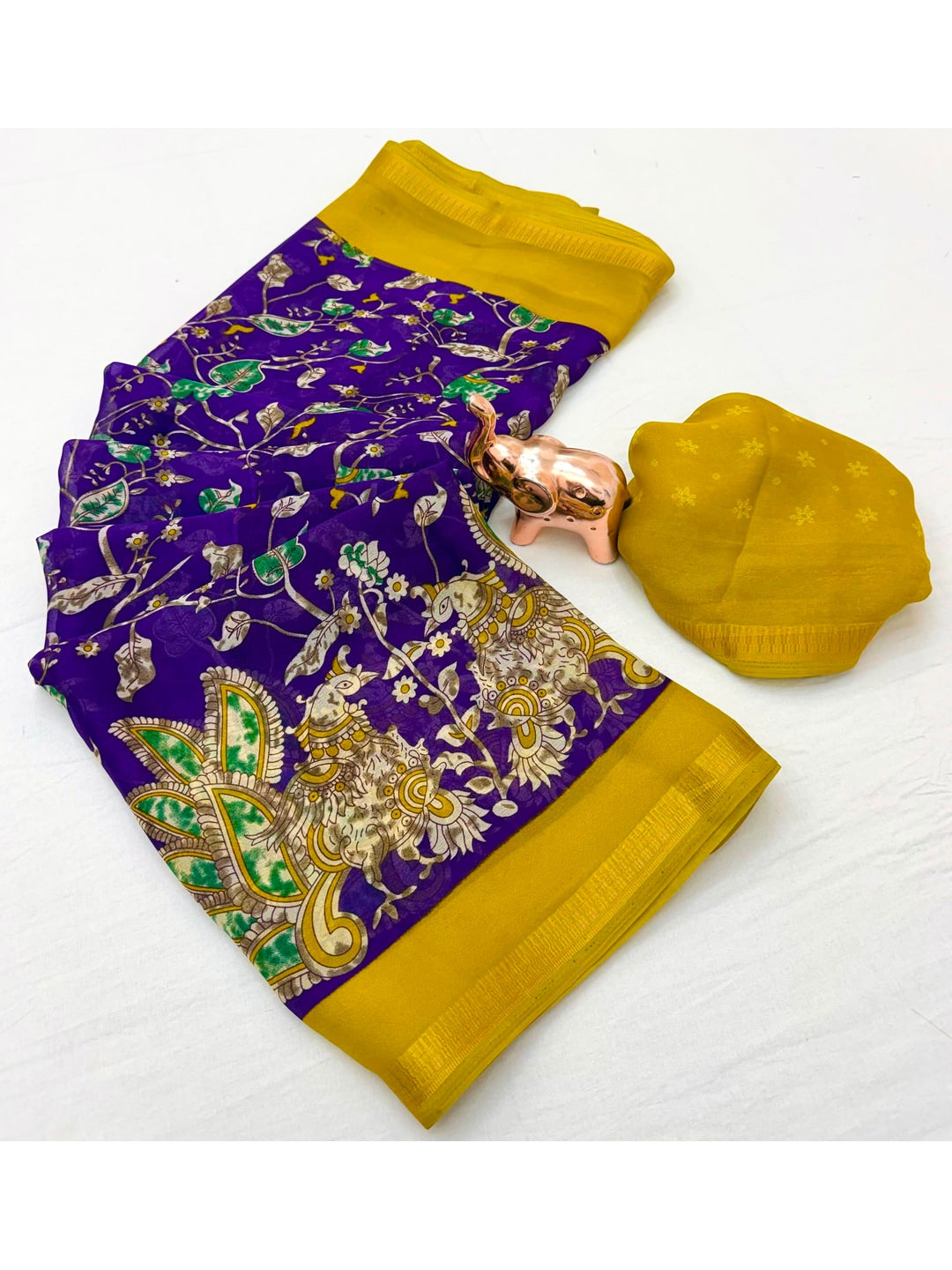 Peachmode Violet Georgette Saree - Image 4