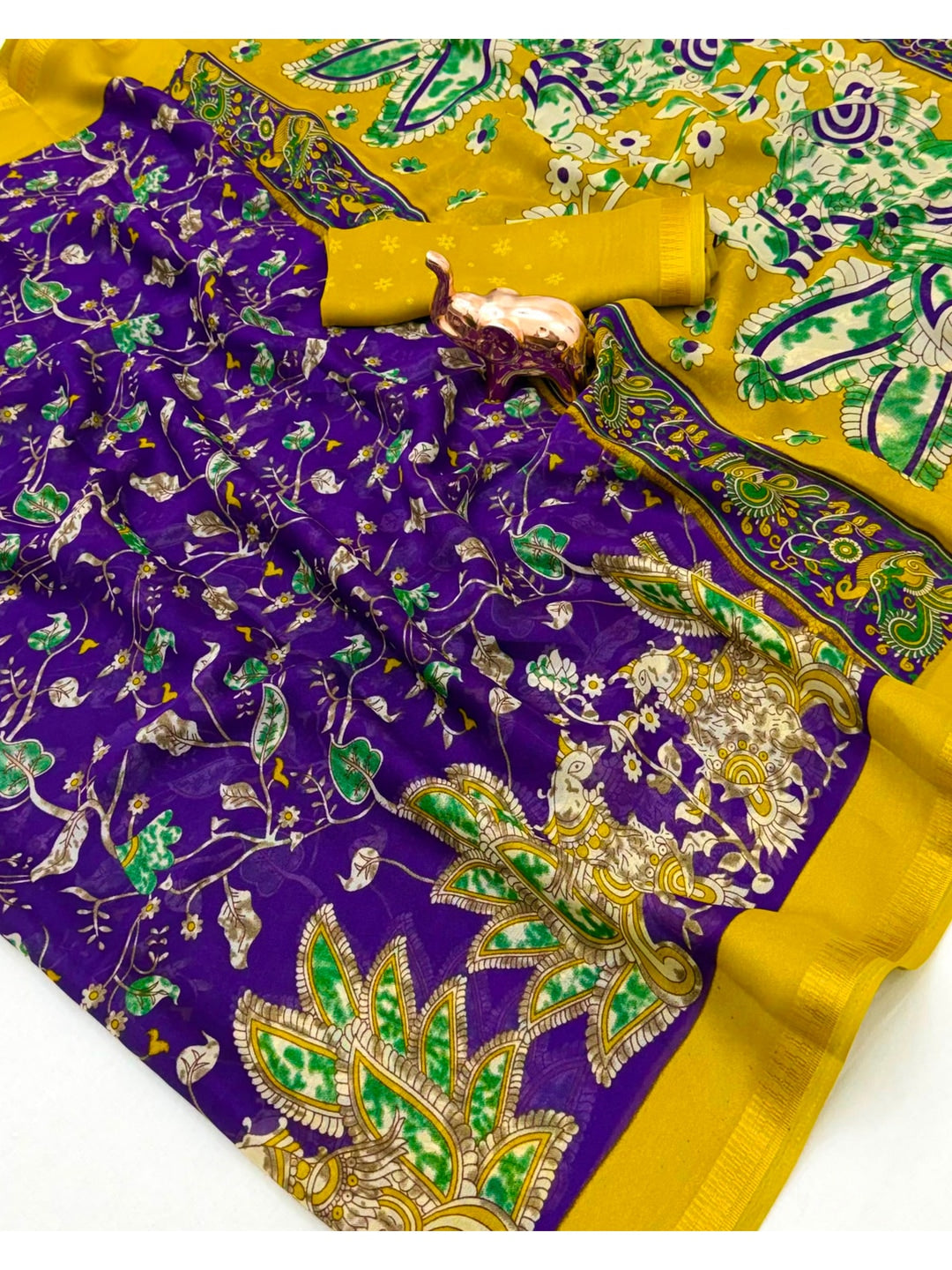 Peachmode Violet Georgette Saree - Image 5