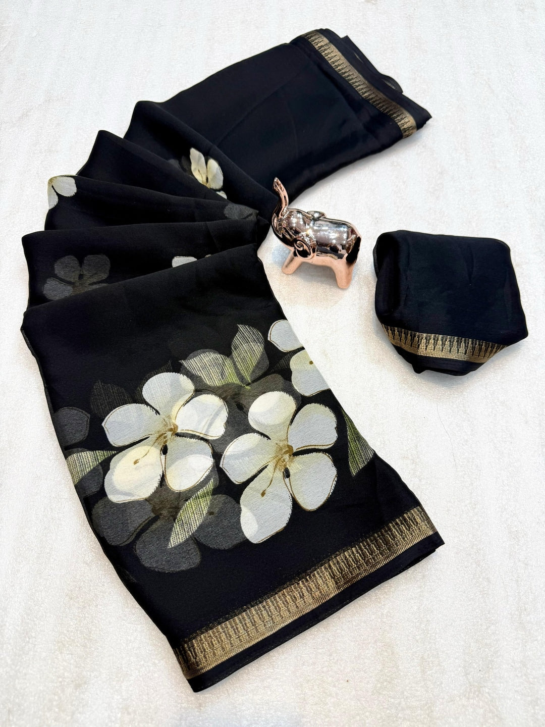 Peachmode Black Georgette Saree - Image 5