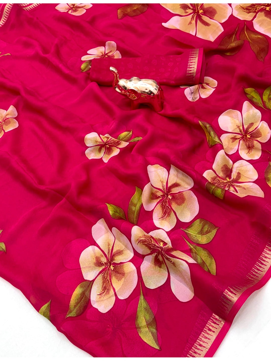 Peachmode Pink Georgette Saree - Image 4