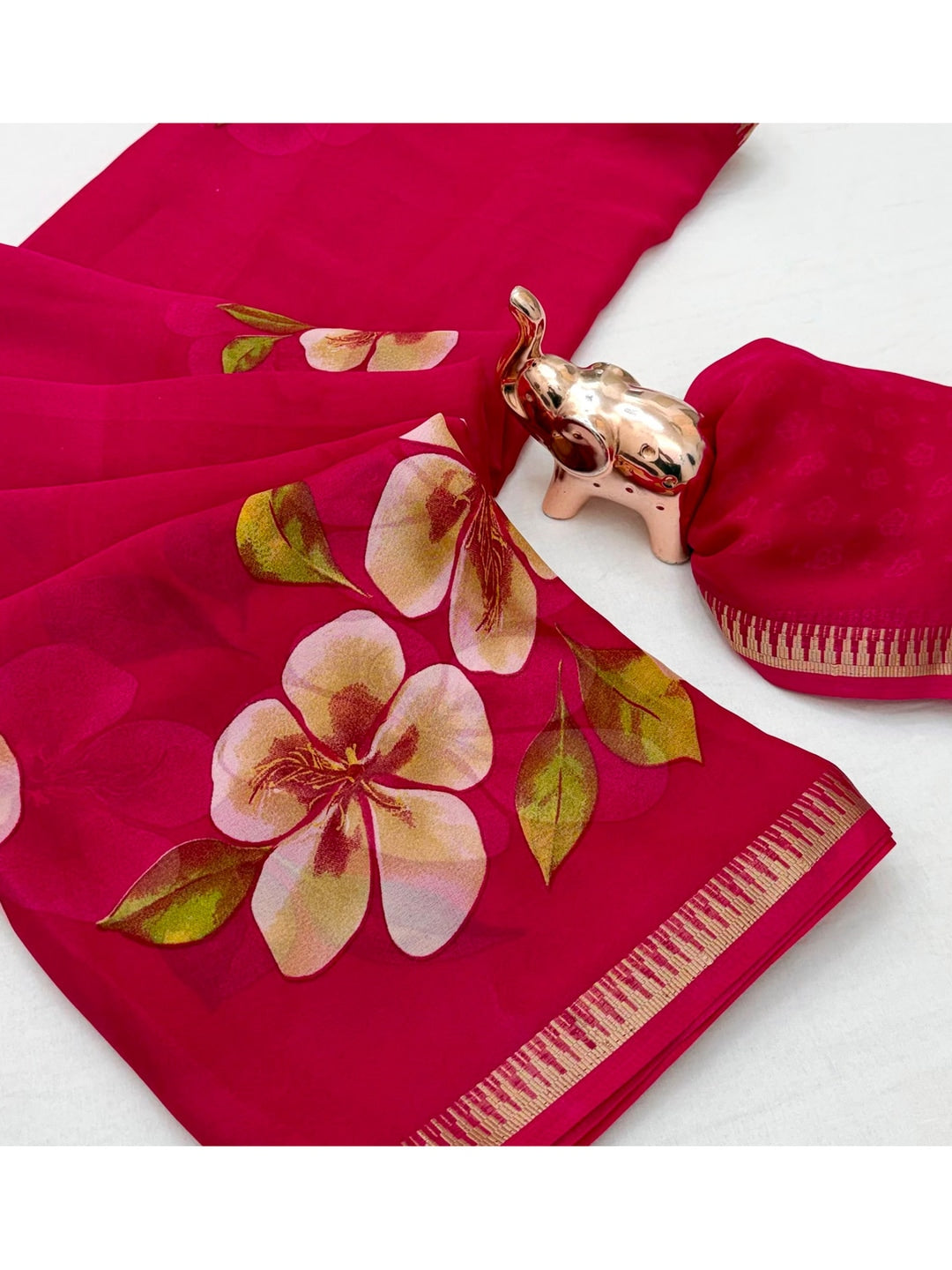 Peachmode Pink Georgette Saree - Image 5