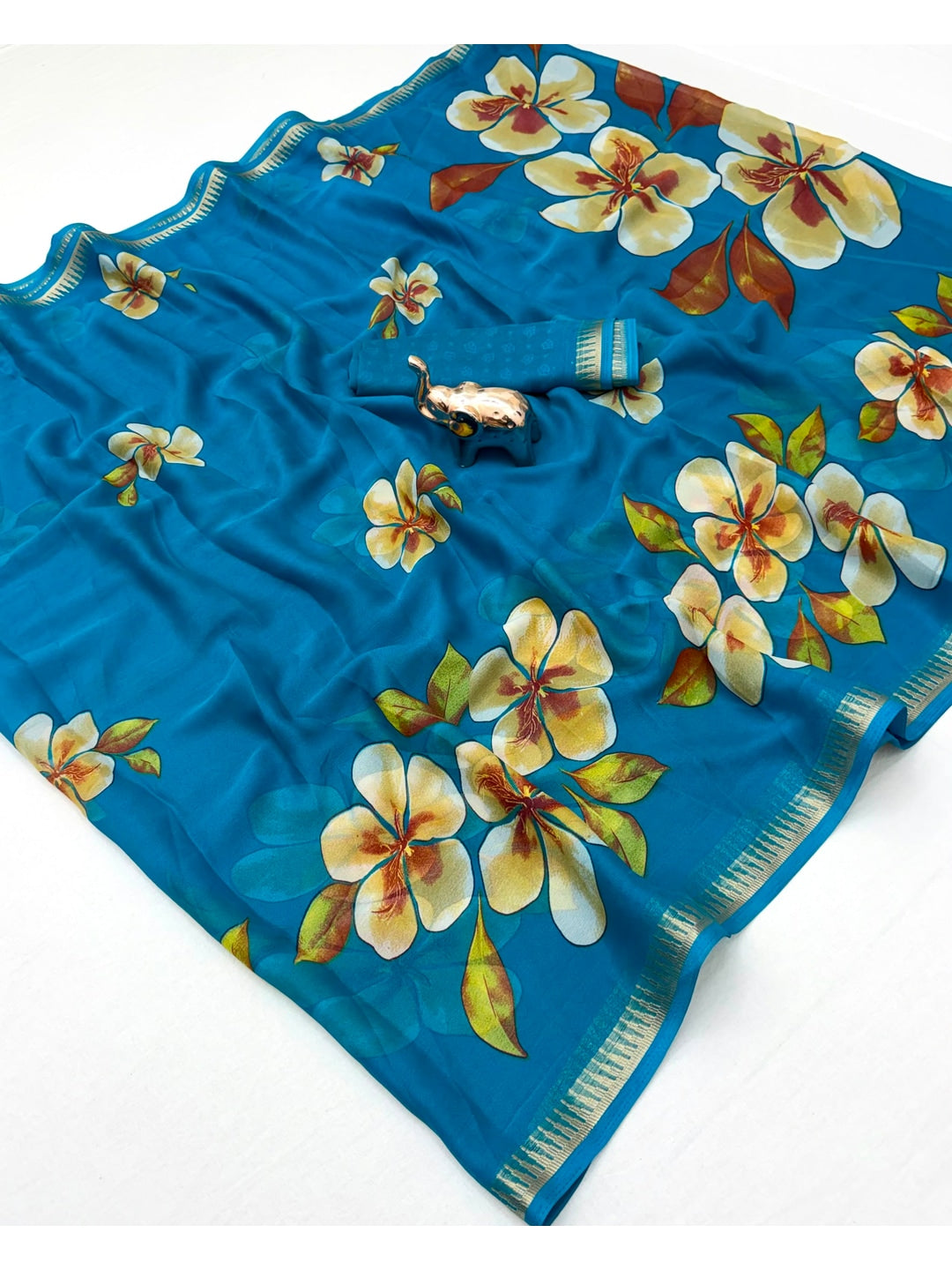 Peachmode Blue Georgette Saree - Image 3