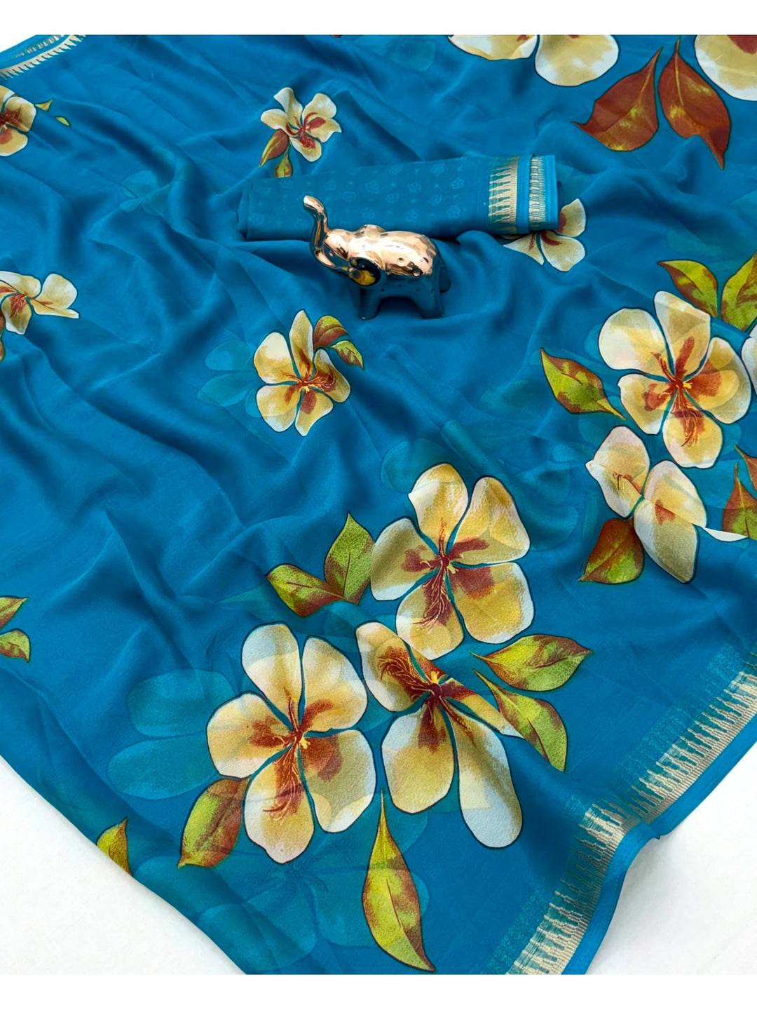 Peachmode Blue Georgette Saree - Image 5