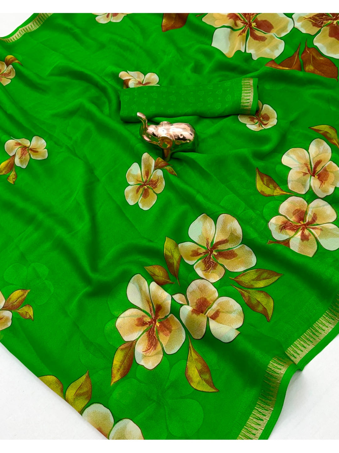 Peachmode Green Georgette Saree - Image 4