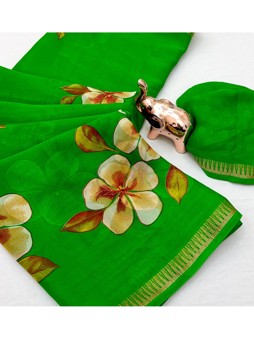 Peachmode Green Georgette Saree - Image 5