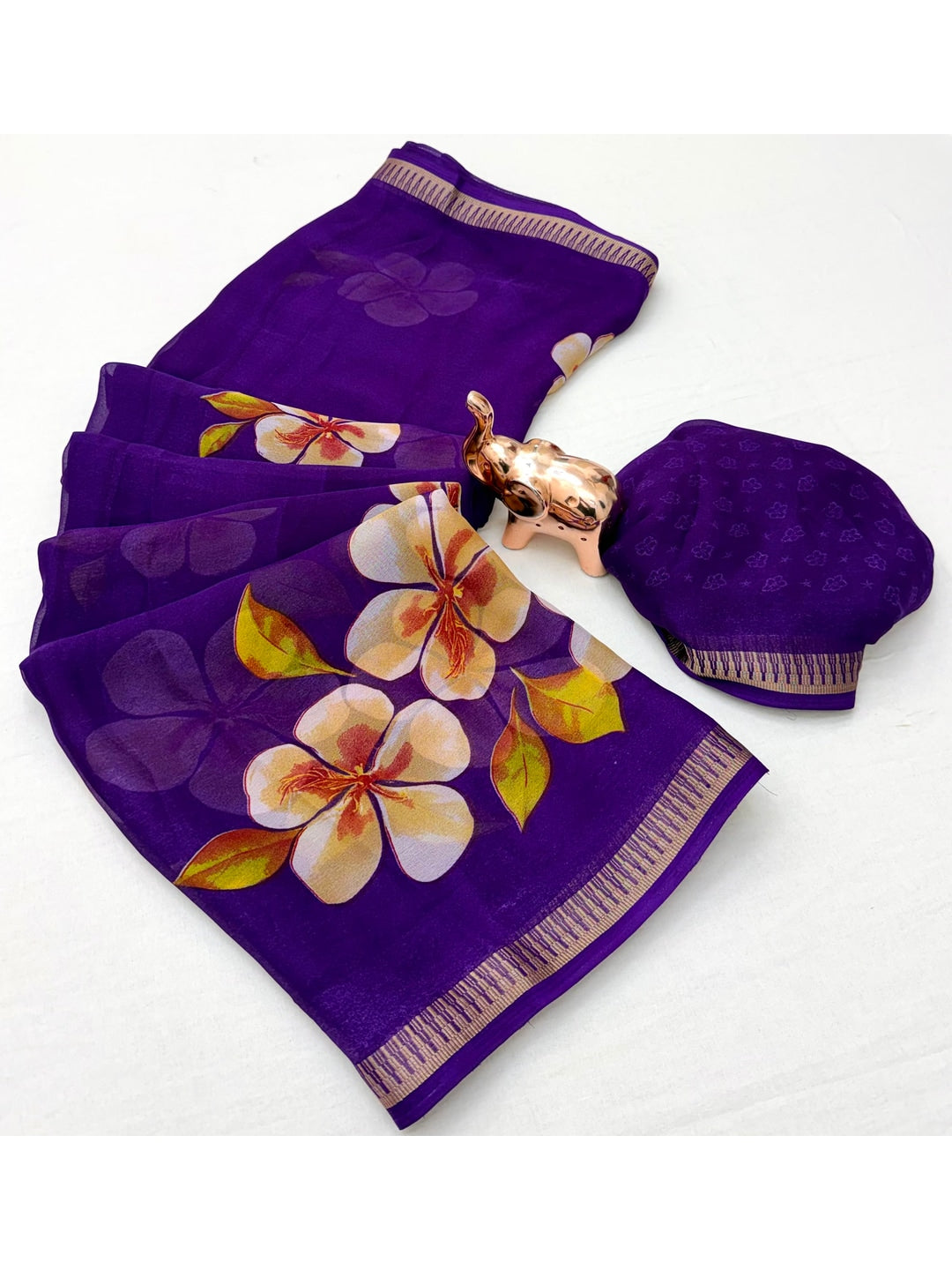 Peachmode Purple Georgette Saree - Image 3