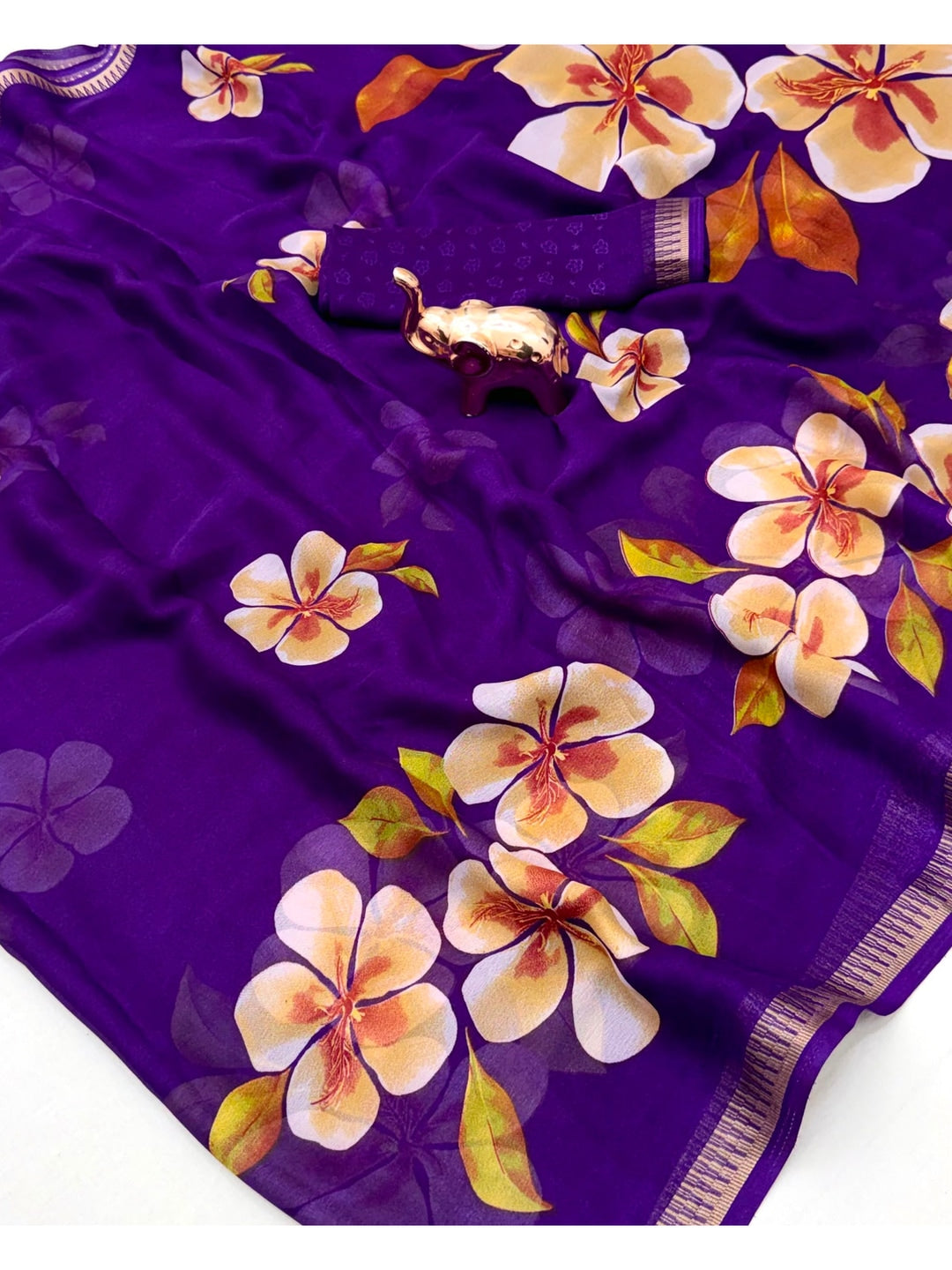 Peachmode Purple Georgette Saree - Image 4