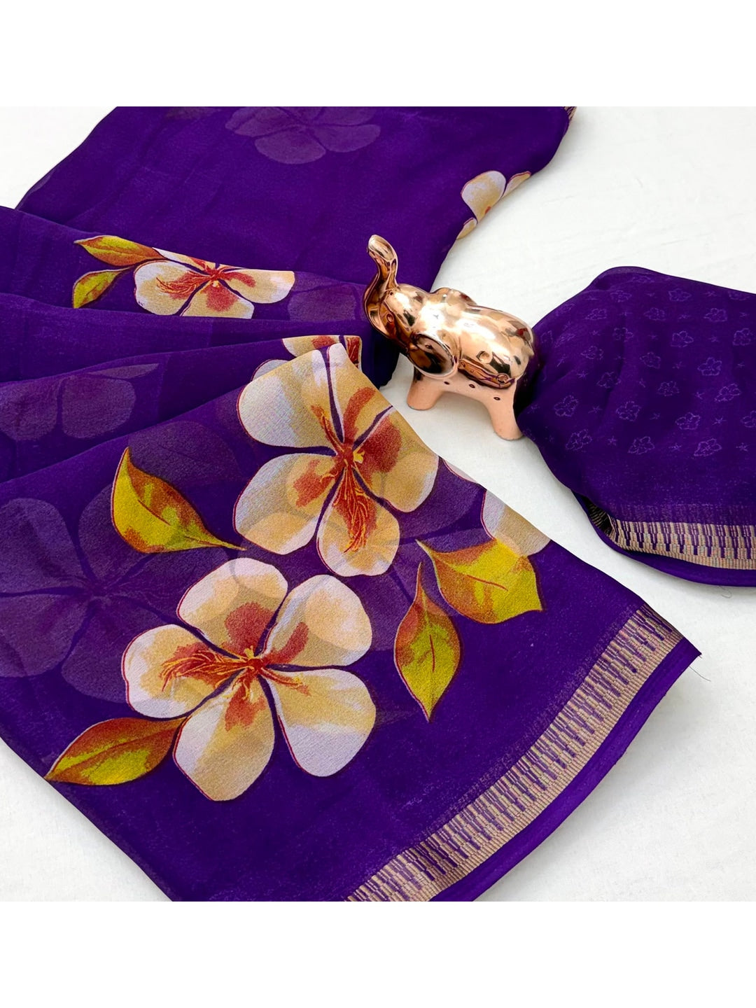 Peachmode Purple Georgette Saree - Image 5