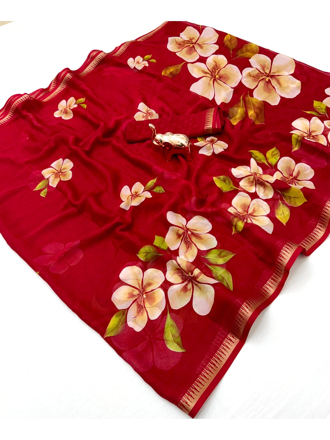 Peachmode Red Georgette Saree - Image 2