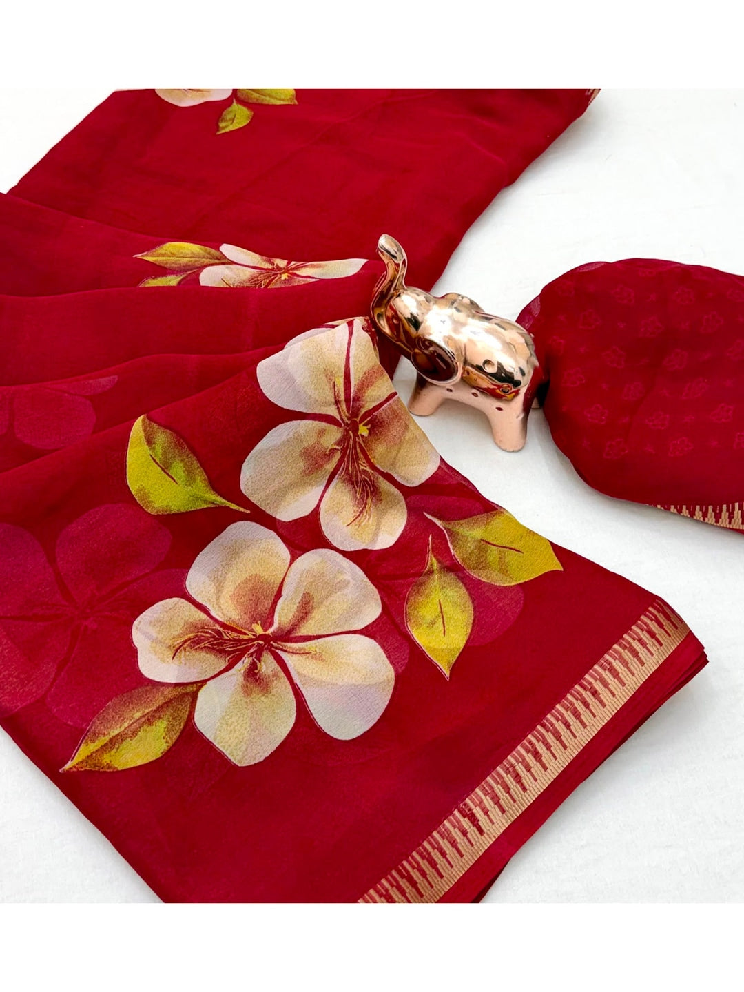 Peachmode Red Georgette Saree - Image 5