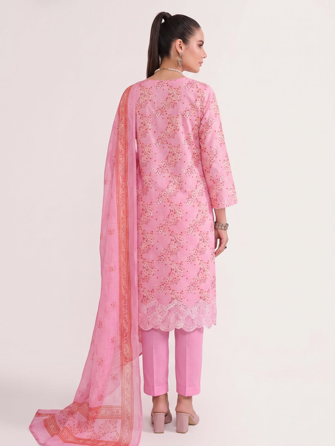 Pink Floral Digital Printed Pure Cotton Salwar Suit - Image 4