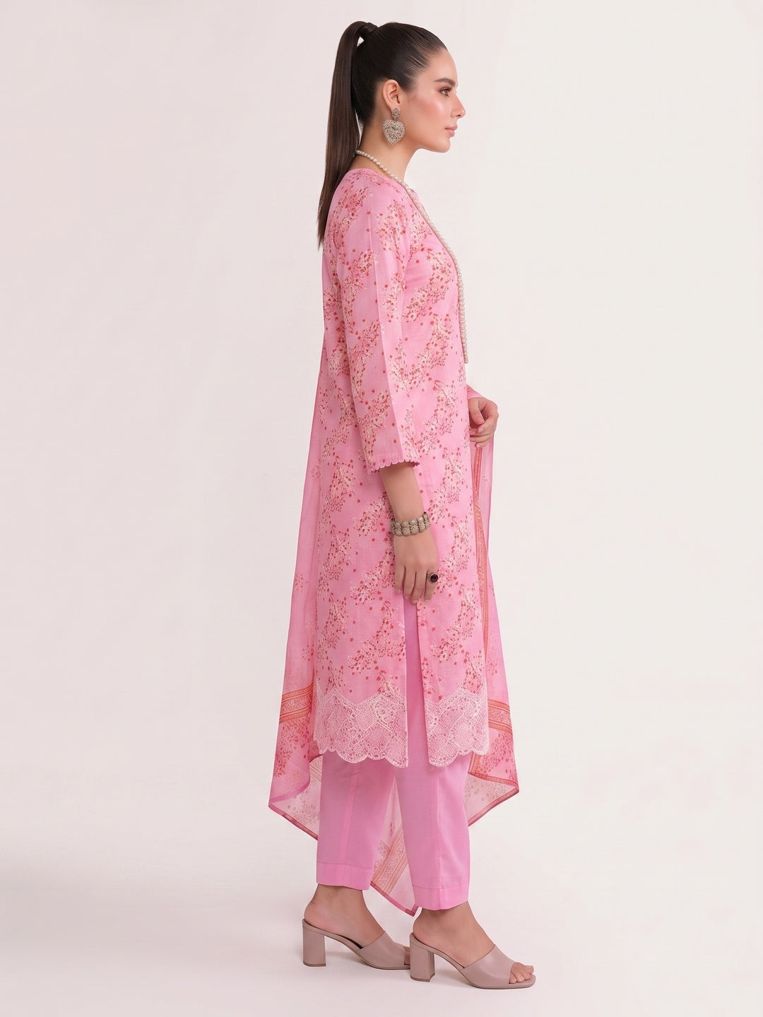 Pink Floral Digital Printed Pure Cotton Salwar Suit - Image 5