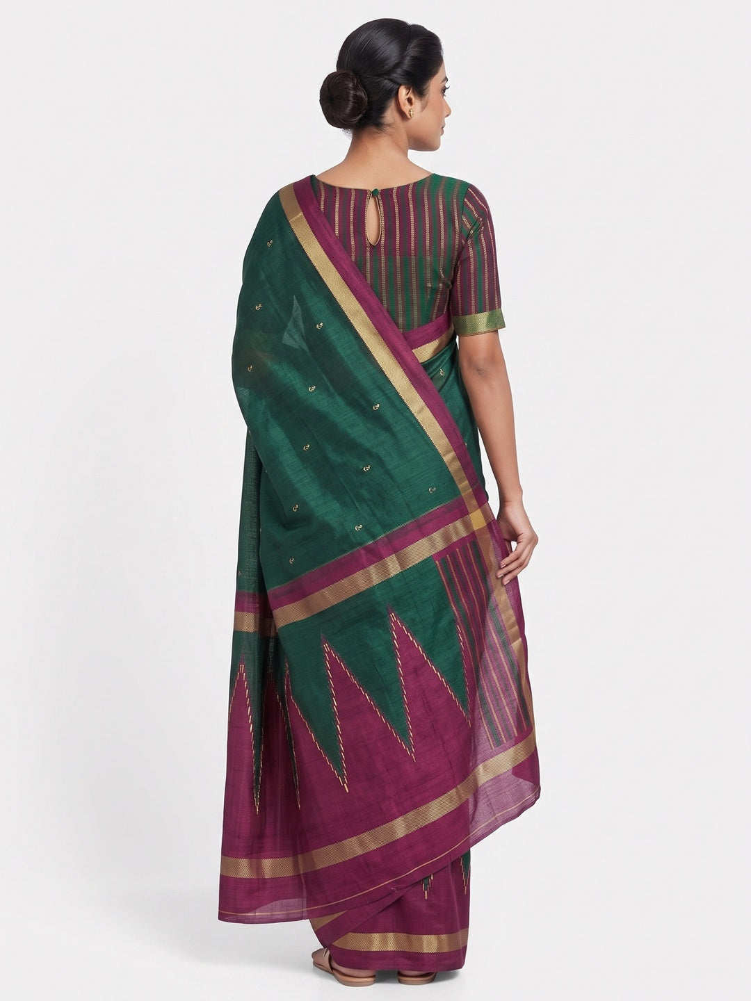 Subtle & Stylish Green  Saree With Ikkat Prints In Luxe Dola Silk For Festive Wear - Image 2
