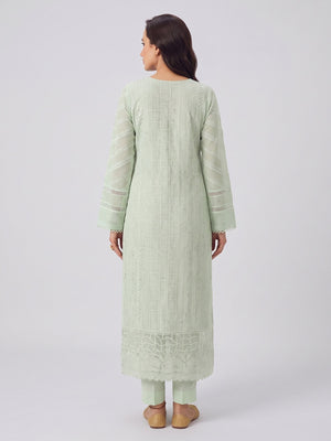 Green Embroidered Georgette Semi-Stitched Pakistani Suit - Image 2